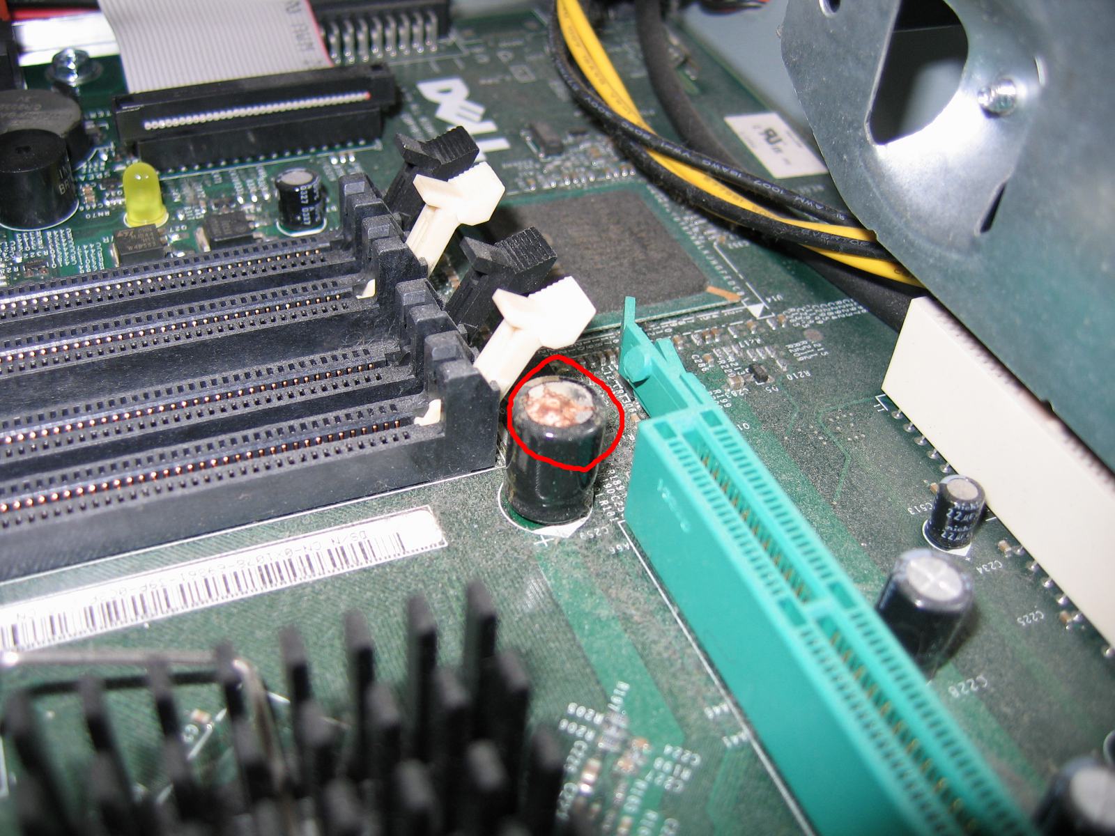 Computer MotherBoard with defective electrolyth